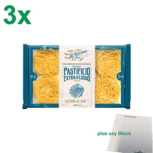 La Molisana Nudeln "Taglierni All'Uovo 202" Officepack (3x250g Packung) + usy Block von usy