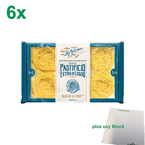 La Molisana Nudeln "Tagliolini All'Uovo 200" Gastropack (6x250g Packung) + usy Block von usy