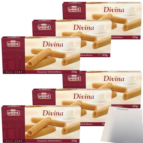 Lambertz Divina knusprige Gebäckröllchen 6er Pack (6x113g Packung) + usy Block von usy