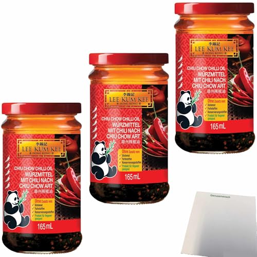 Lee Kum Kee Chili Öl Chiu Chow 3er Pack (3x165ml Glas) + usy Block von usy