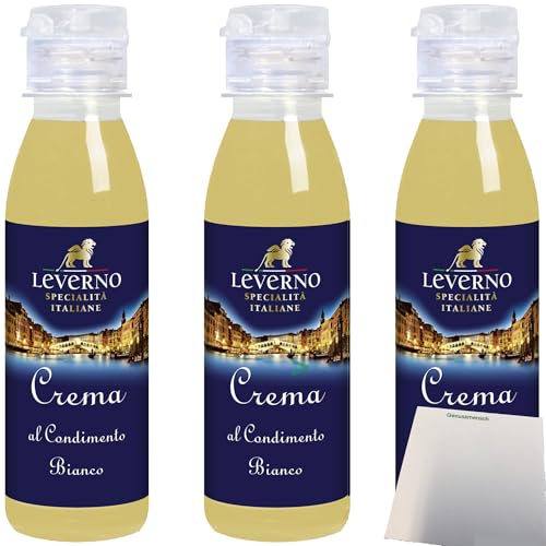 Leverno Crema Al Condimento Bianco weiße Balsamico-Creme 3er Pack (3x180g Flasche) + usy Block von usy