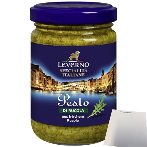 Leverno Pesto Di Rucola aud frischem Rucola (140g Glas) + usy Block von usy