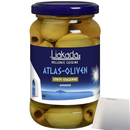 usy Bundle für Liakada Atlas-Oliven Sorte Chalkidiki Entsteint (170g Glas) + usy Block von usy