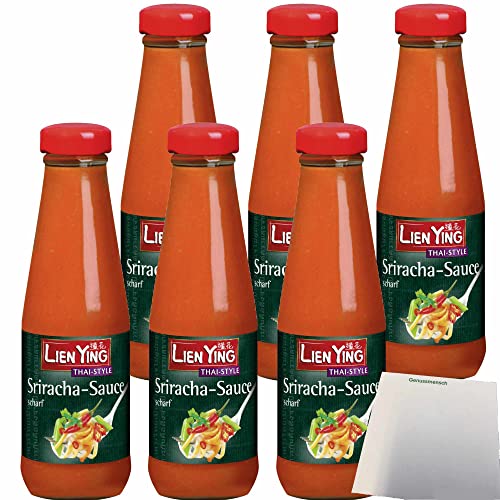 Lien Ying Thai Style Sriracha-Sauce scharf 6er Pack (6x200ml Flasche) + usy Block von usy