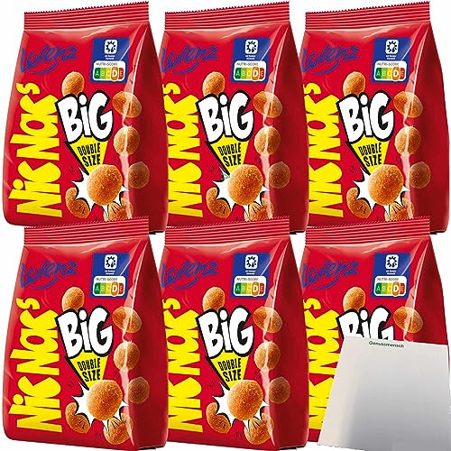 Lorenz Nic Nac´s Bignac´s Original Erdnüsse in knuspriger Hülle pikant gewürzt 6er Pack (6x110g Packung) + usy Block von usy