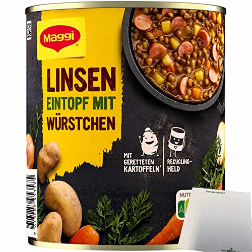 Maggi Linsen Eintopf mit Würstchen und natürlichen Zutaten (800g Dose) + usy Block von usy