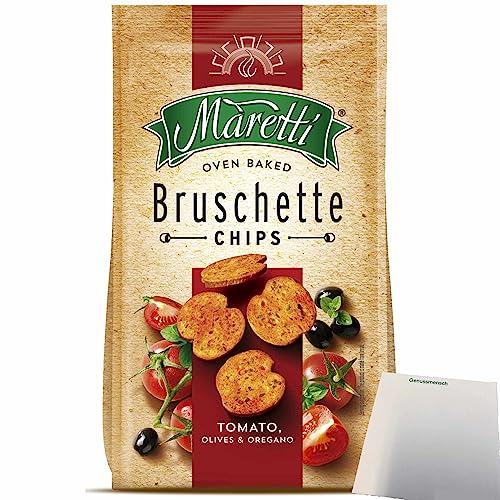 Maretti Bruschette Chips Tomato Olives & Oregano Brotchips (150g Packung) + usy Block von usy