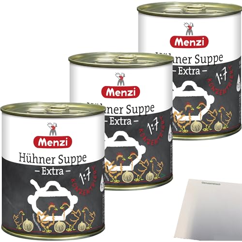 Menzi Hühner Suppe Extra Konzentriert 1:7 6er Pack (6x800ml Dose) + usy Block von usy