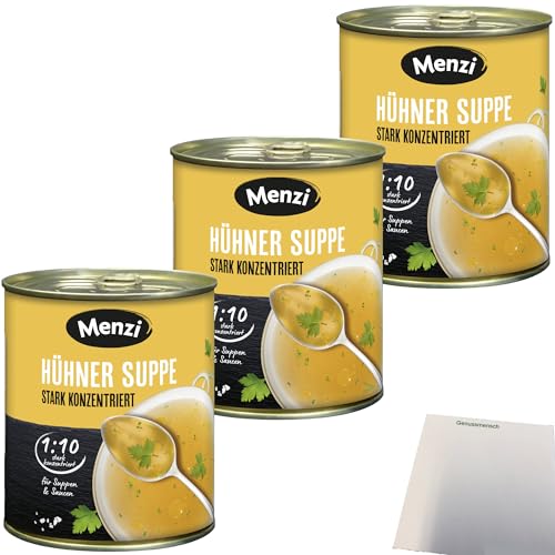 Menzi Hühner Suppe Konzentriert 1:10 3er Pack (3x800g Dose) + usy Block von usy