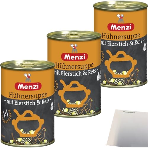 Menzi Hühnersuppe mit Eierstich und Reis Konzentriert 3er Pack (3x400ml Dose) + usy Block von usy