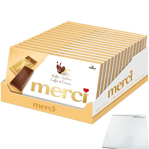 Merci Kaffee-Sahne Tafelschokolade VPE (15x100g Packung) + usy Block von usy