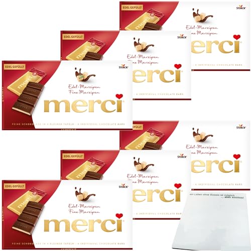 Merci Tafelschokolade Edel Marzipan 6er Pack (6x112g Packung) + usy Block von usy