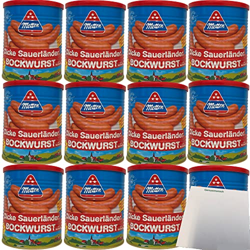 Metten Dicke Sauerländer Bockwurst 5x80g 12er Pack (12X400g Dose) + usy Block von usy