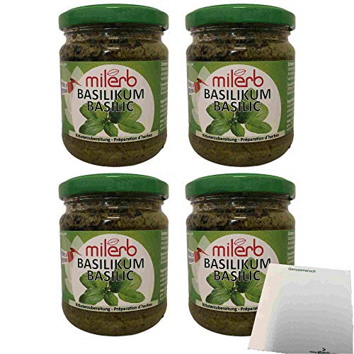 Milerb Basilikum Kräuterzubereitung 4er Pack (4x200g Glas) + usy Block von usy