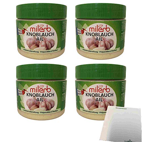 Milerb Knoblauch Kräuterzubereitung 4er Pack (4x350g Dose) + usy Block von usy