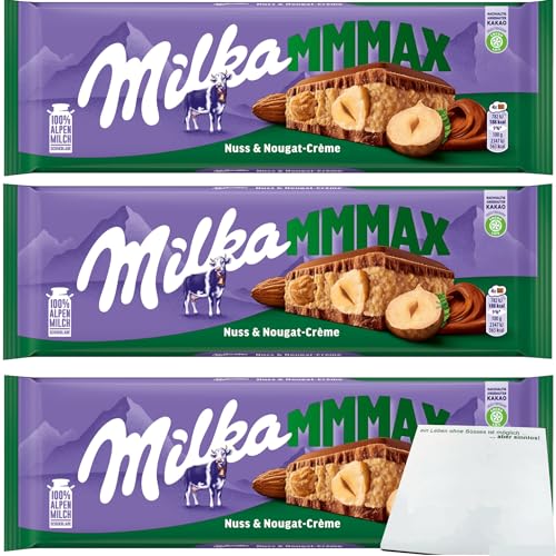 Milka Mmmax Nuss-Nougat-Creme Schokolade 3er Pack (3x300g Tafel) + usy Block von usy