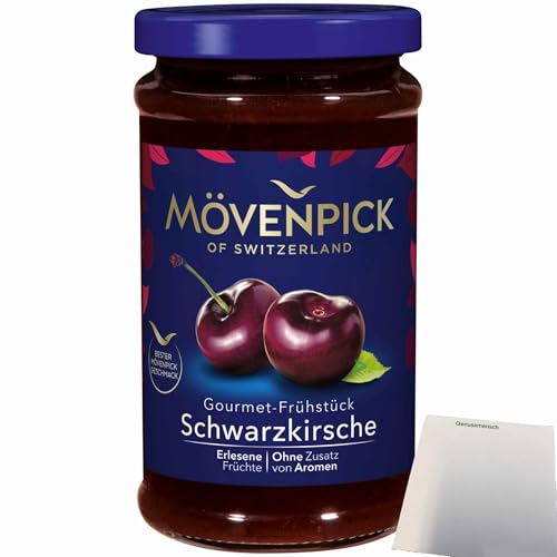 Mövenpick Gourmet-Frühstück Schwarzkirsche Fruchtaufstrich (250g Glas) + usy Block von usy