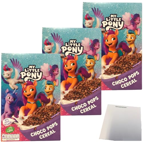 usy Bundle für My Little Pony Choco Pops Schokoladen-Frühstückscerealien 3er Pack (3x375g Packung) + usy Block von usy