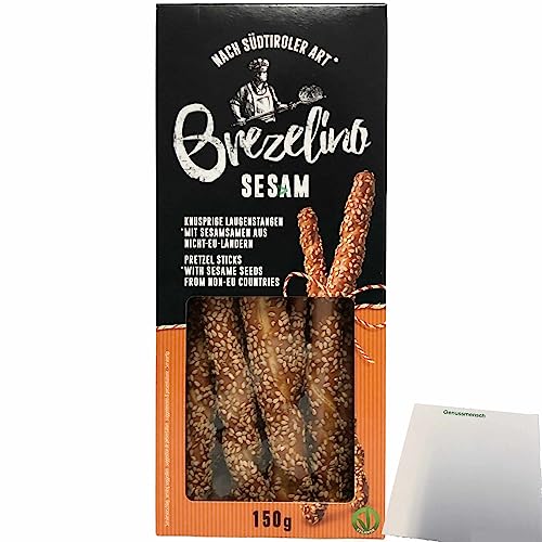 Nawarra Brezelino Sesam Knusprige Laugenstangen mit Sesamsamen (150g Packung) + usy Block von usy