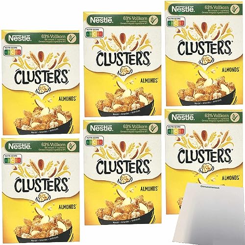 Nestle Clusters Mandel Cerealien 63% Vollkorn 6er Pack (6x325g Packung) + usy Block von usy