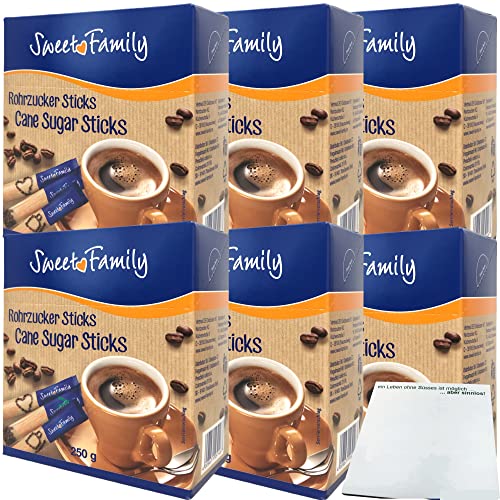 Nordzucker Sweet Family Rohrzucker Sticks brauner Rohrzucker 6er Pack (6x250g Packung) + usy Block von usy