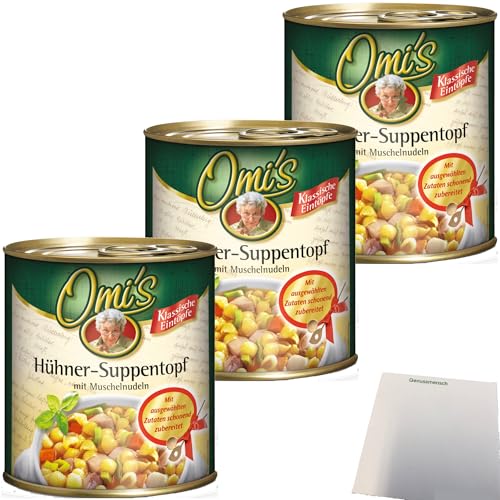 Omi´s Hühner-Suppentopf mit Muschelnudeln 3er Pack (3x800g Dose) + usy Block von usy