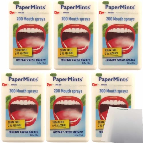 PaperMints Mouth Spray Sugarfree Mundspray 6er Pack (6x12ml Packung) für 6x200 Anwendungen + usy Block von usy