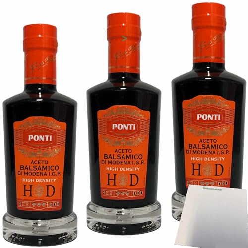 usy Bundle für Ponti Aceto Balsamico di Modena IGP Alta Densita HD 3er Pack (3x250ml Flasche) + usy Block von usy