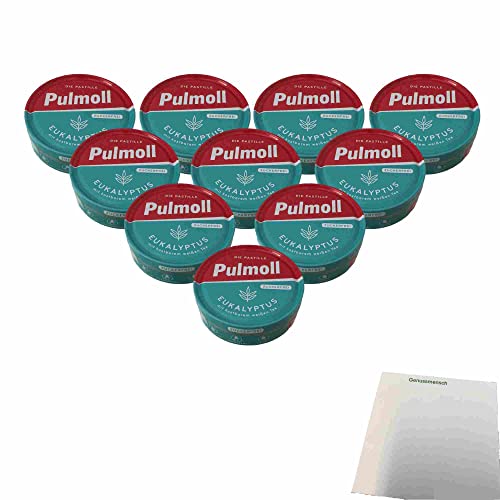 Pulmoll Eukalyptus Menthol Zuckerfrei 10er Pack (10x50g Dose) + usy Block von usy