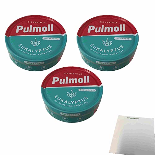 Pulmoll Eukalyptus Menthol Zuckerfrei 3er Pack (3x50g Dose) + usy Block von usy