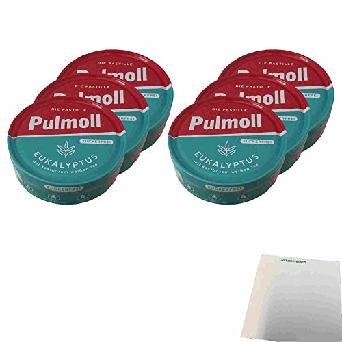 Pulmoll Eukalyptus Menthol Zuckerfrei 6er Pack (6x50g Dose) + usy Block von usy