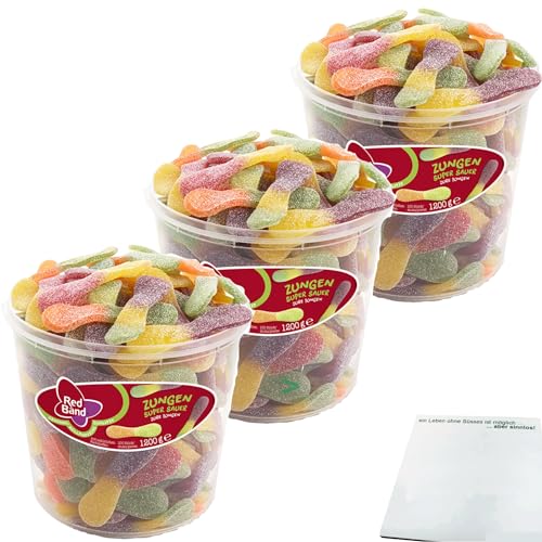 Red Band Zungen super sauer Fruchtgummi 3er Pack (3x1200g Dose) + usy Block von usy