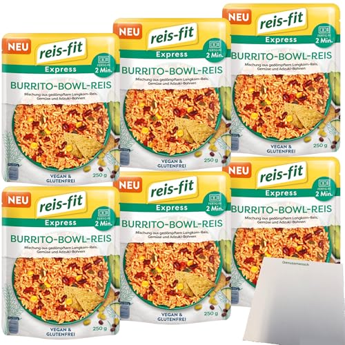 Reis-Fit Express Burrito-Bowl Reis 6er Pack (6x250g Packung) + usy Block von usy