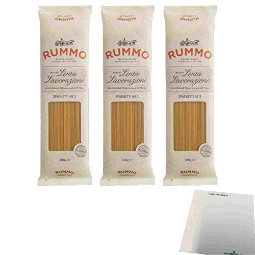 Rummo Lenta Lavorazione No.3 Spaghetti 3er Pack (3x500g Packung Nudeln) + usy Block von usy