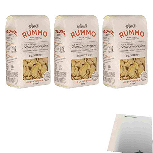 Rummo Lenta Lavorazione Orecchiette No. 087 3er Pack (3x500g Packung) + usy Block von usy