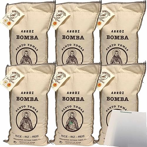 Santo Tomas Arrocerías Antonio Tomas Arroz Bomba Paellareis 6er Pack (6x1kg Beutel) + usy Block von usy