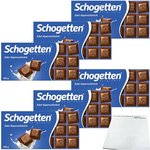 Schogetten Edel-Alpenvollmilch Schokolade 6er Pack (6x100g Packung) + usy Block von usy