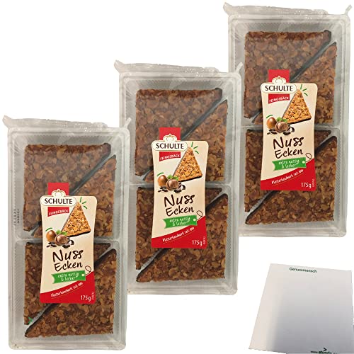 Schulte Nussecken extra nussig & lecker mit Zartbitterschokolade 3er Pack (3x175g Packung) + usy Block von usy