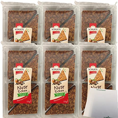 Schulte Nussecken extra nussig & lecker mit Zartbitterschokolade 6er Pack (6x175g Packung) + usy Block von usy