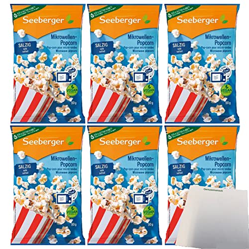 Seeberger Mikrowellen Popcorn gesalzen mit Seeberger Öl 6er Pack (6x90g Packung) + usy Block von usy