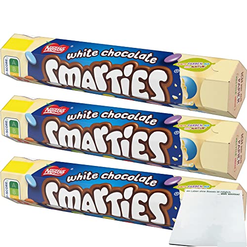 Smarties white chocolate Riesenrolle 3er Pack (3x120g Packung) + usy Block von usy