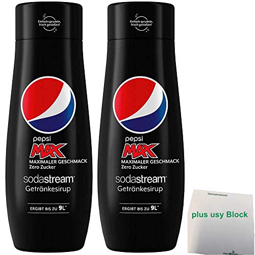 Pepsi max Getränke-Sirup zero Zucker für Wassersprudler 2er Pack (2x0,44l Flasche) + usy Block von usy