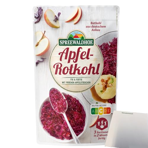 Spreewaldhof Apfel-Rotkohl Fix und Fertig mit frischen Apfelstückchen (400g Packung) + usy Block von usy