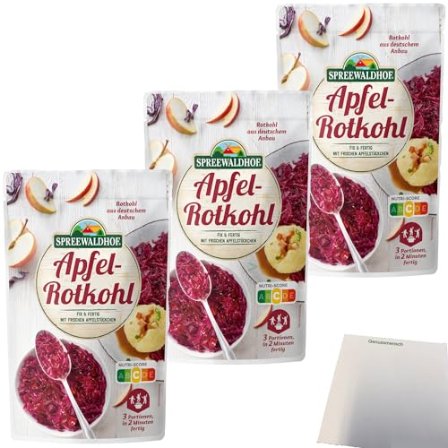 Spreewaldhof Apfel-Rotkohl Fix und Fertig mit frischen Apfelstückchen 3er Pack (3x400g Packung) + usy Block von usy