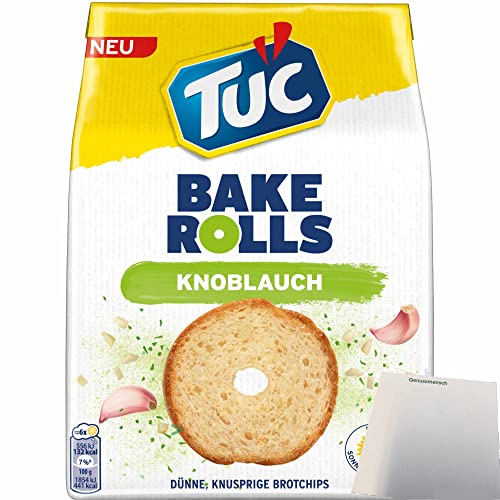 TUC Bake Rolls Brotchips Knoblauch (150g Packung) + usy Block von usy