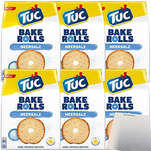 TUC Bake Rolls Brotchips Meersalz 6er Pack (6x150g Packung) + usy Block von usy