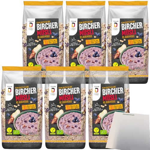 Team D Bio Bircher Müsli Heidelbeere 6er Pack (6x500g Beutel) + usy Block von usy