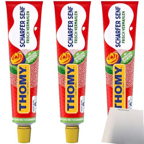 Thomy scharfer Senf mit natürlichen Zutaten 3er Pack (3x200ml Tube) + usy Block von usy