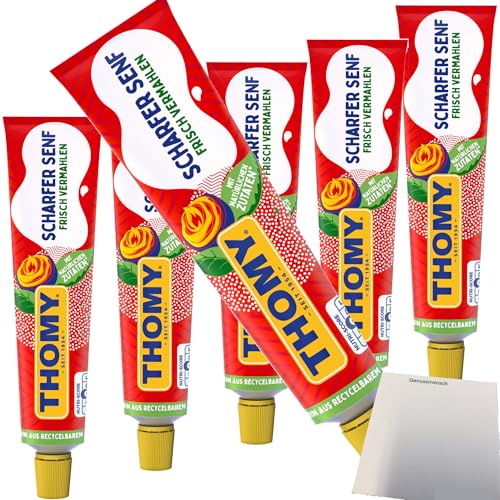 Thomy scharfer Senf mit natürlichen Zutaten 6er Pack (6x200ml Tube) + usy Block von usy