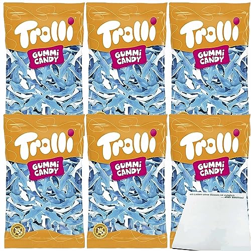 Trolli Haifisch Fruchtgummi Schaumzucker 6er Pack (6x1kg XL Packung) + usy Block von usy